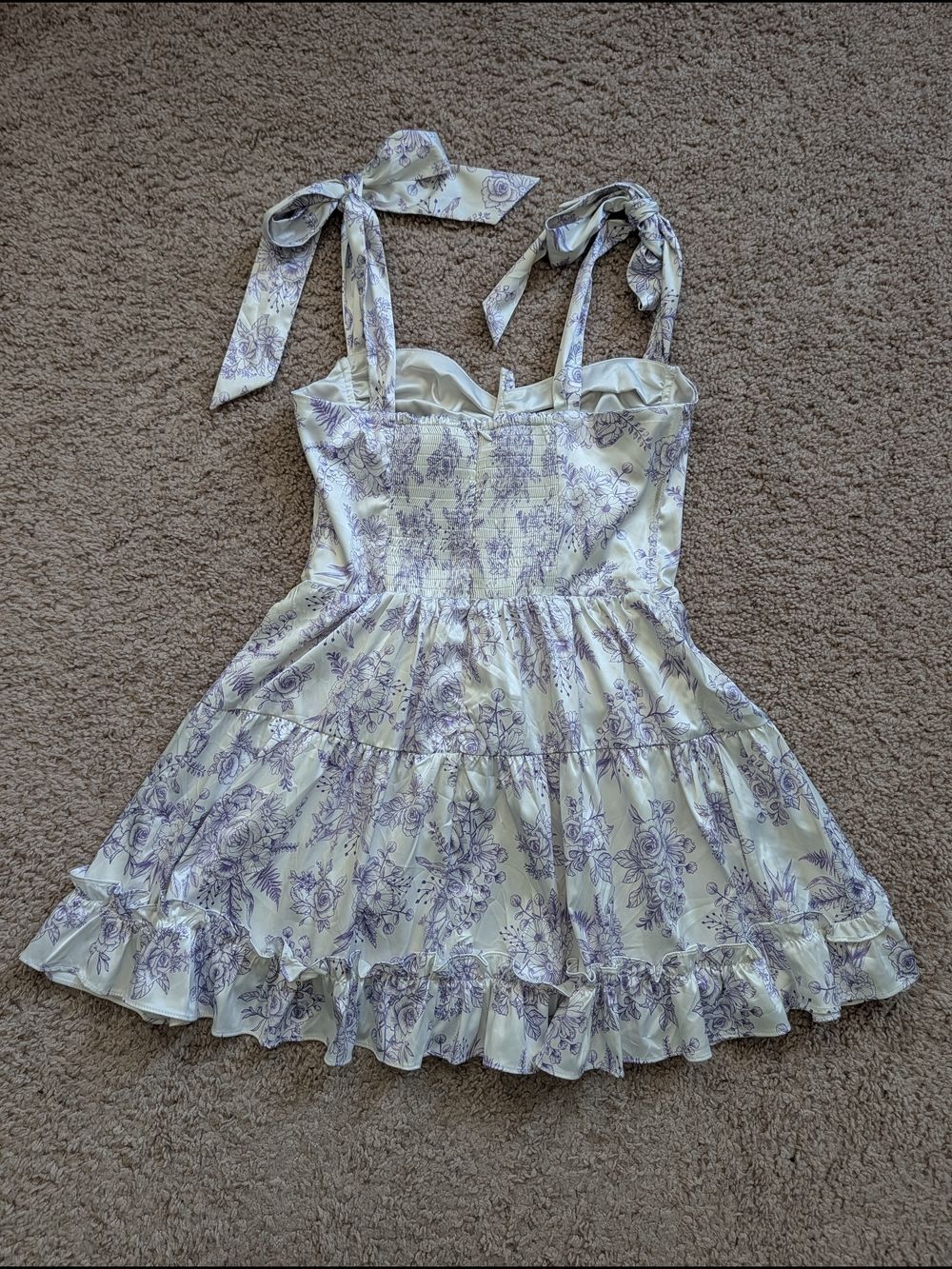 Sugar Thrillz Womens Lavender Purple White Holding Court Mini Dress Size Large - Picture 4 of 14